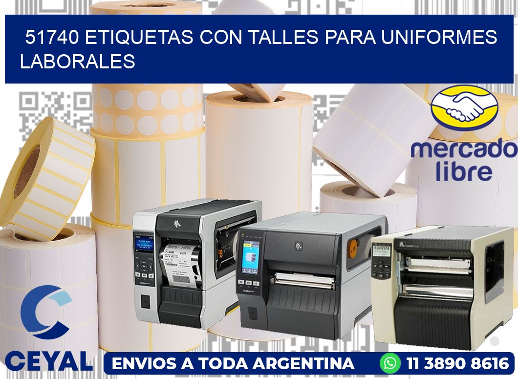 51740 etiquetas con talles para uniformes laborales