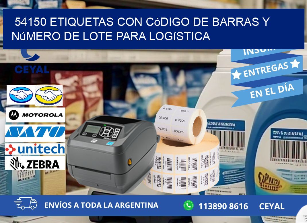 54150 etiquetas con código de barras y número de lote para logística