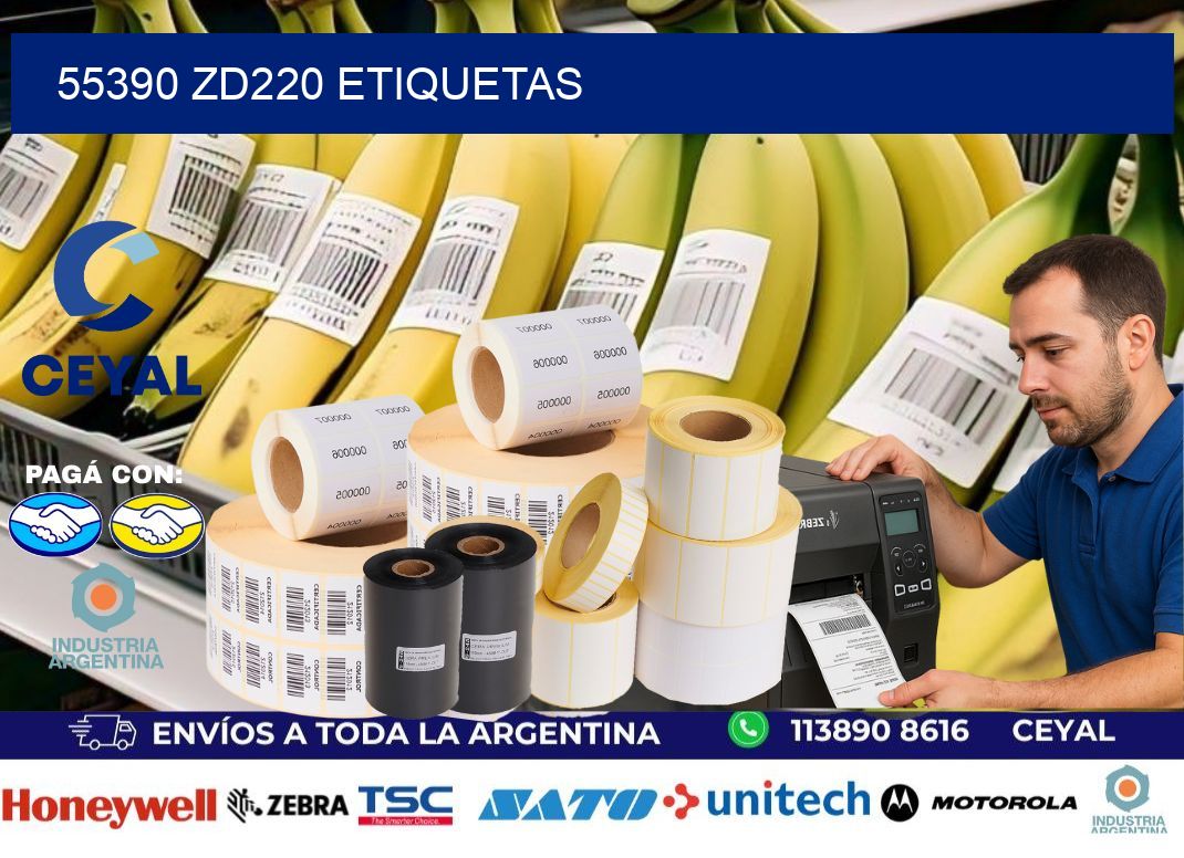 55390 ZD220 etiquetas | Respuesto Zebra