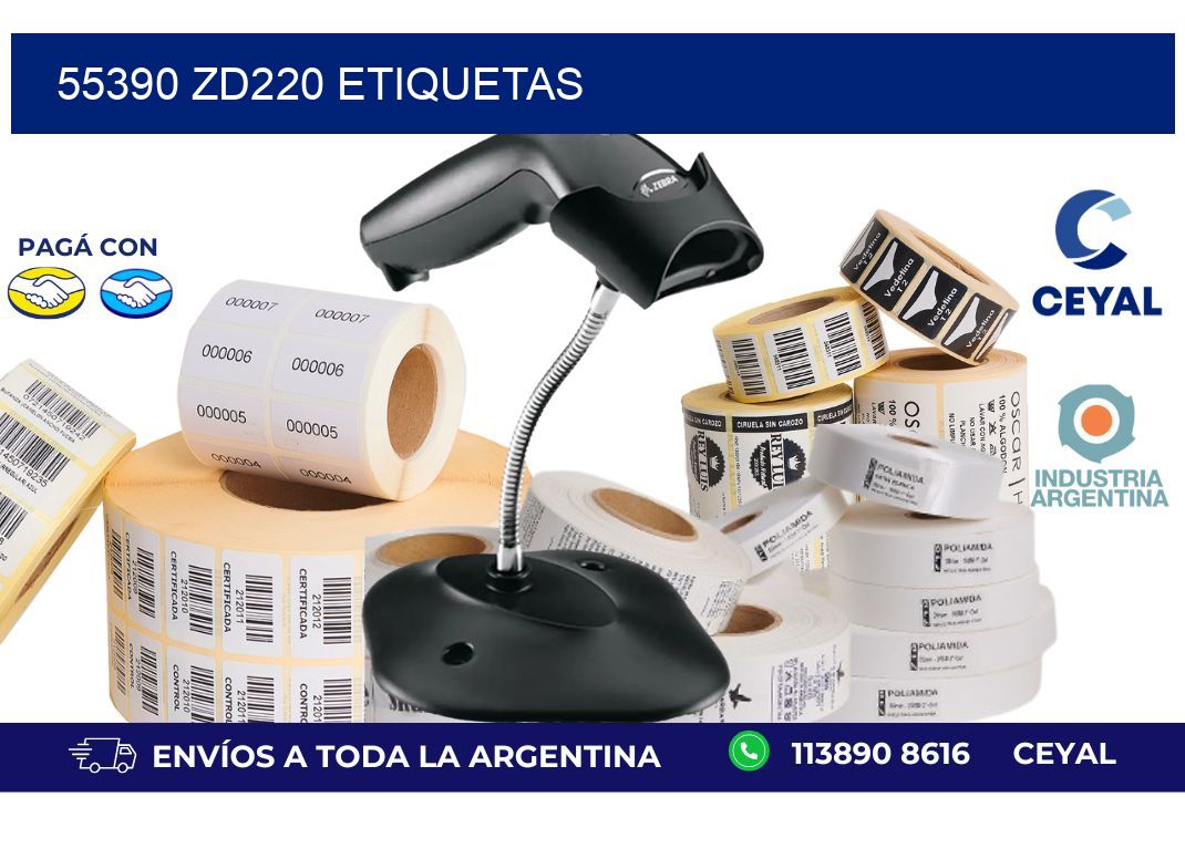 55390 ZD220 etiquetas | Respuesto Zebra