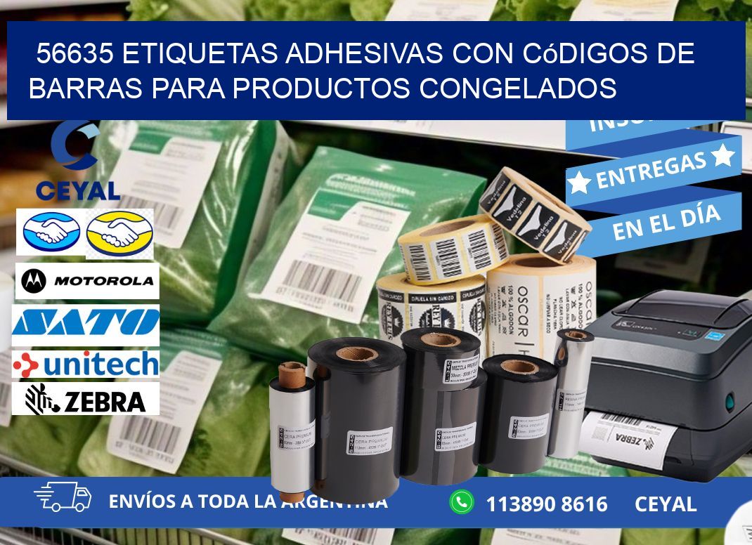 56635 Etiquetas adhesivas con códigos de barras para productos congelados