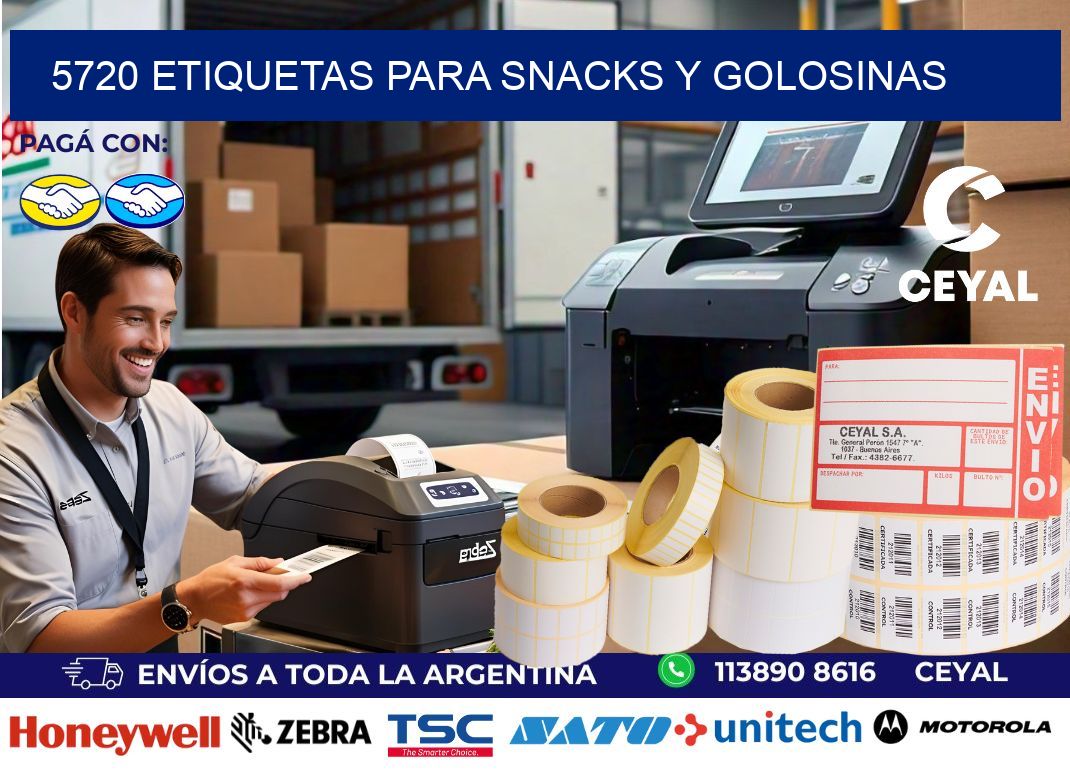 5720 Etiquetas para snacks y golosinas