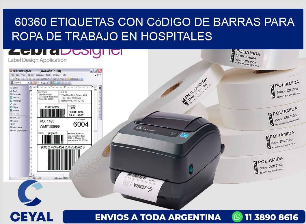 60360 Etiquetas con código de barras para ropa de trabajo en hospitales