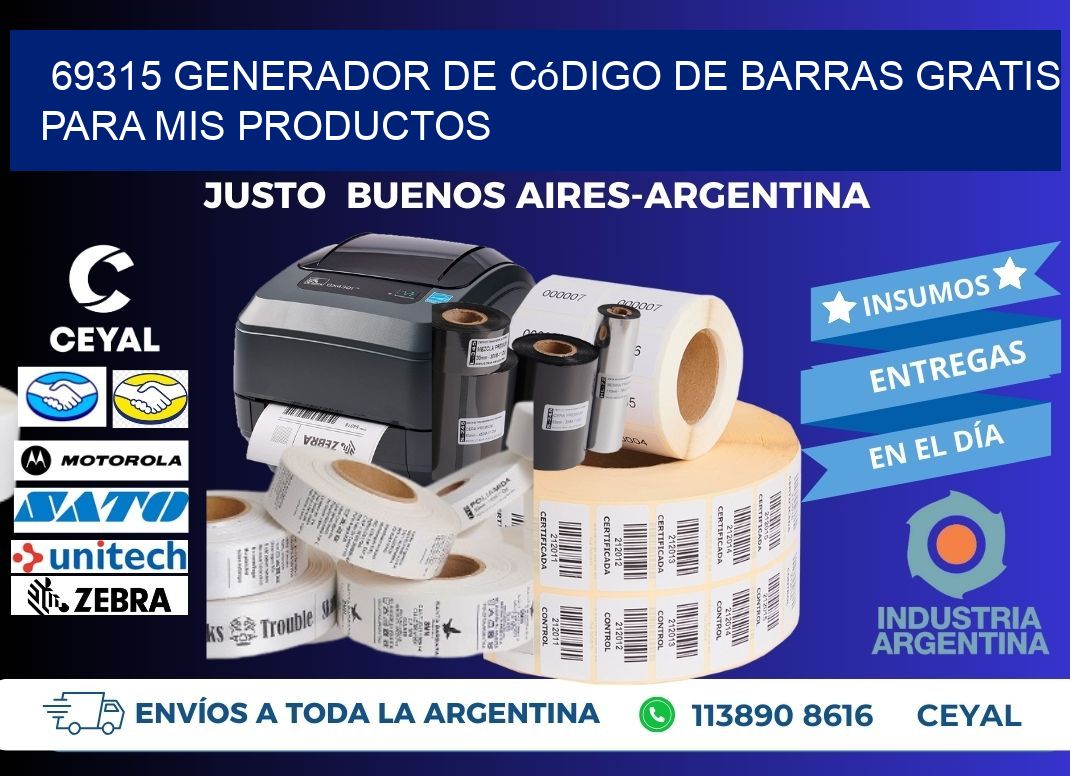 69315 Generador de código de barras gratis para mis productos