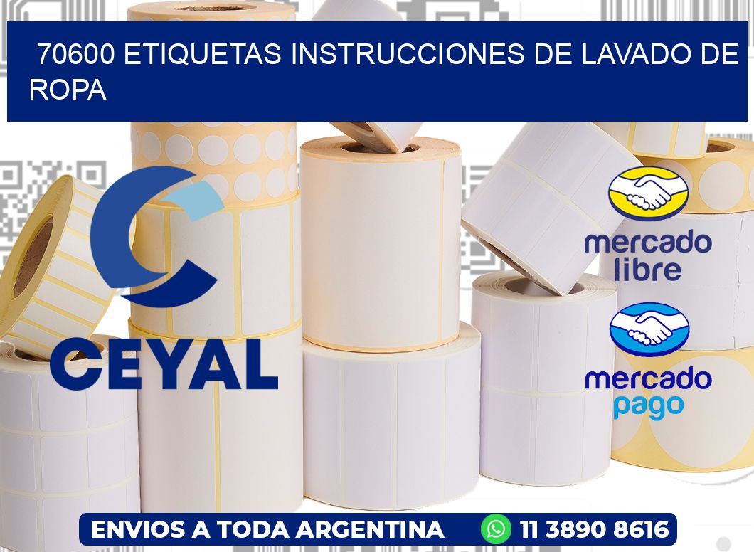 70600 etiquetas instrucciones de lavado de ropa