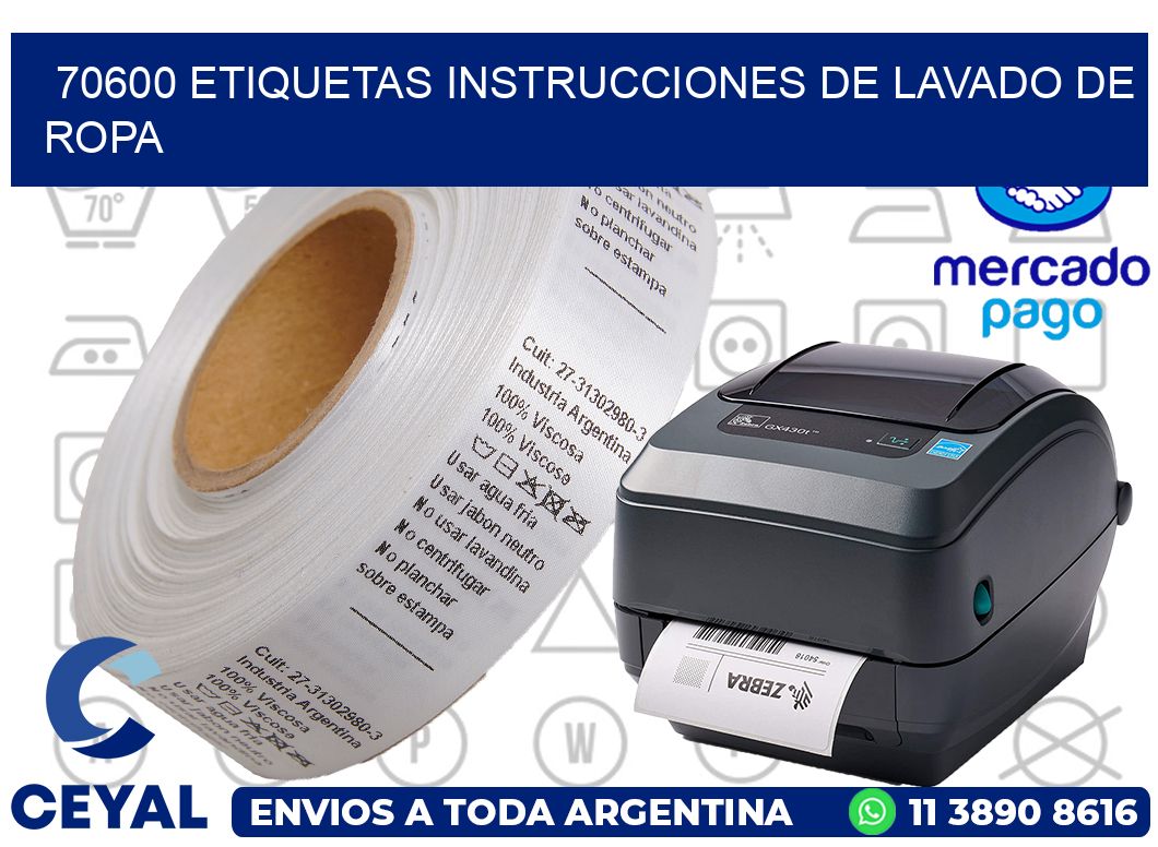 70600 etiquetas instrucciones de lavado de ropa
