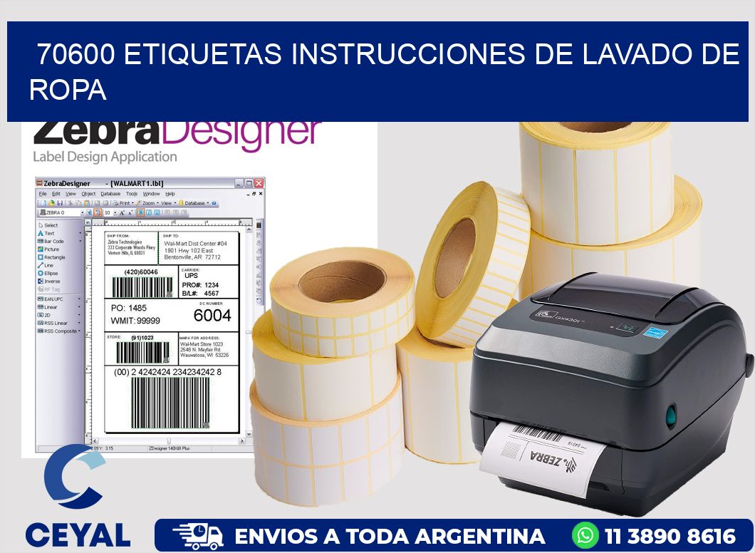 70600 etiquetas instrucciones de lavado de ropa