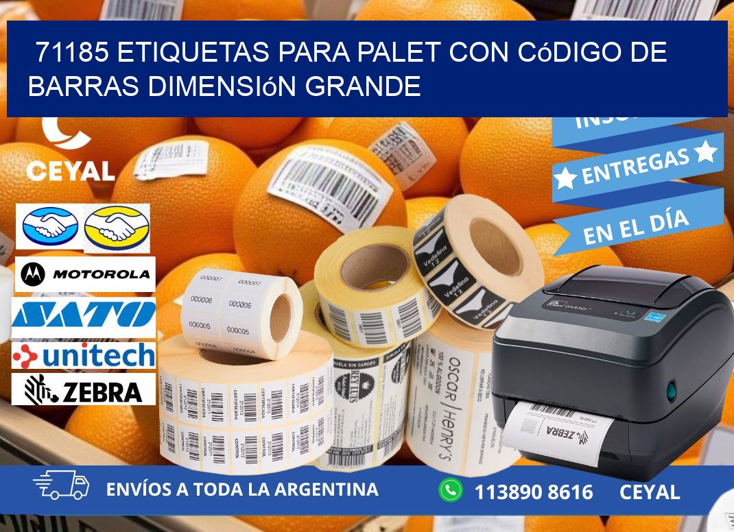 71185 etiquetas para palet con código de barras dimensión grande