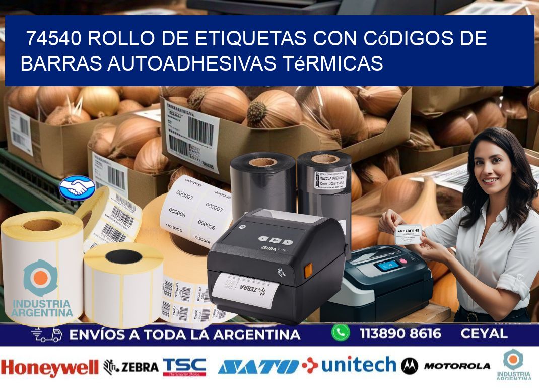 74540 Rollo de etiquetas con códigos de barras autoadhesivas térmicas