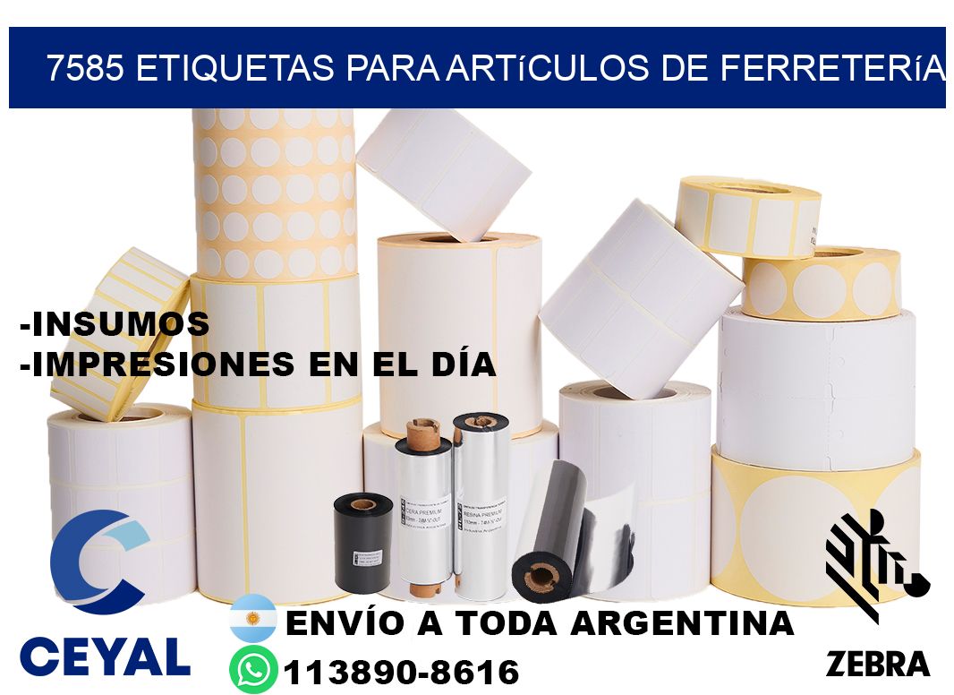 7585 Etiquetas para artículos de ferretería