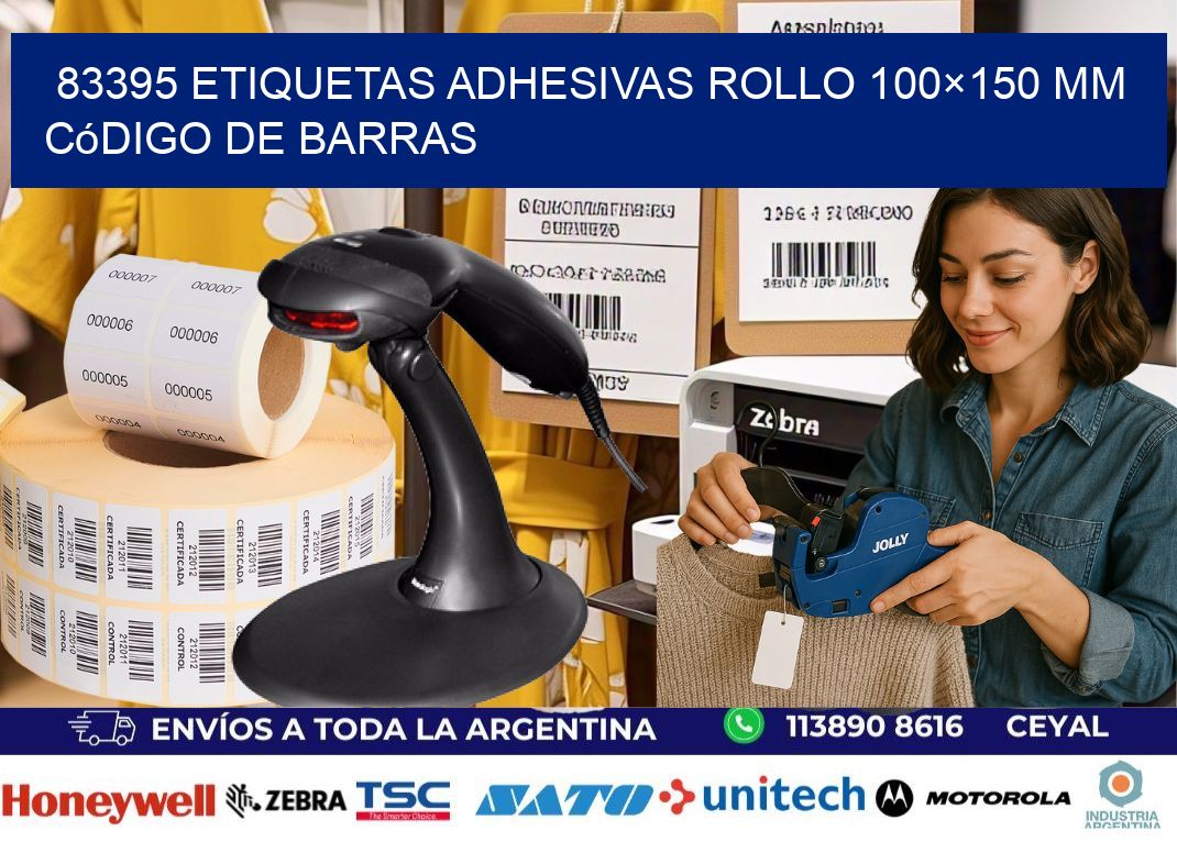 83395 etiquetas adhesivas rollo 100×150 mm código de barras