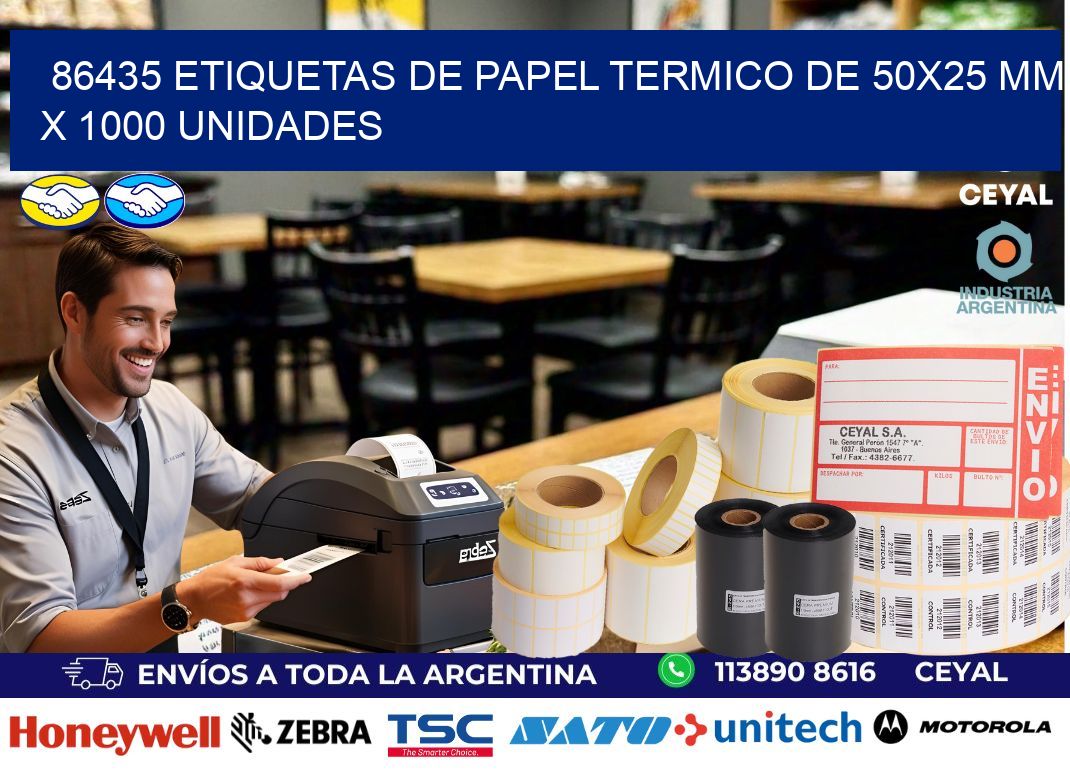 86435 Etiquetas De Papel Termico De 50x25 Mm X 1000 Unidades