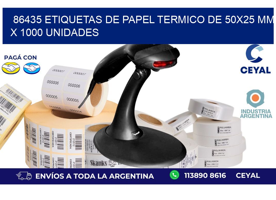 86435 Etiquetas De Papel Termico De 50x25 Mm X 1000 Unidades