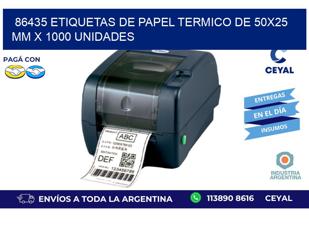 86435 Etiquetas De Papel Termico De 50x25 Mm X 1000 Unidades