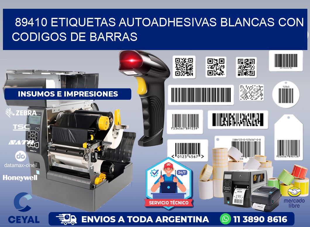 89410 etiquetas autoadhesivas blancas con codigos de barras