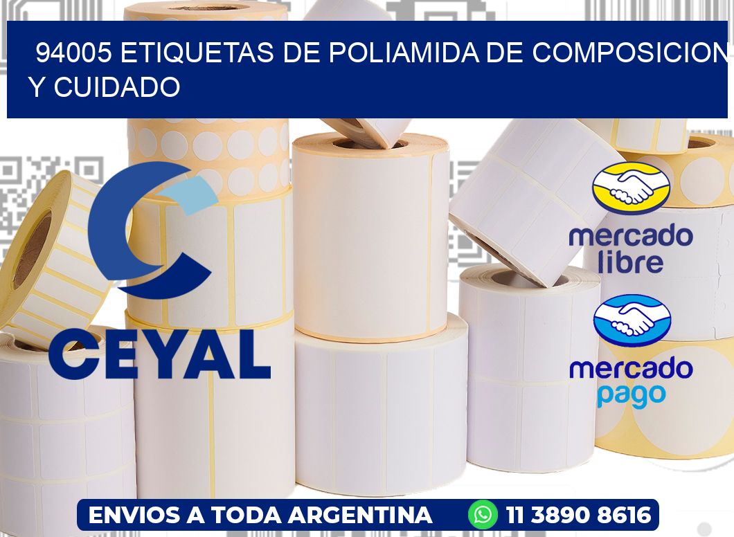 94005 etiquetas de poliamida de composicion y cuidado