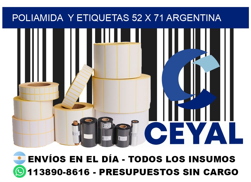 Poliamida  y etiquetas 52 x 71 argentina