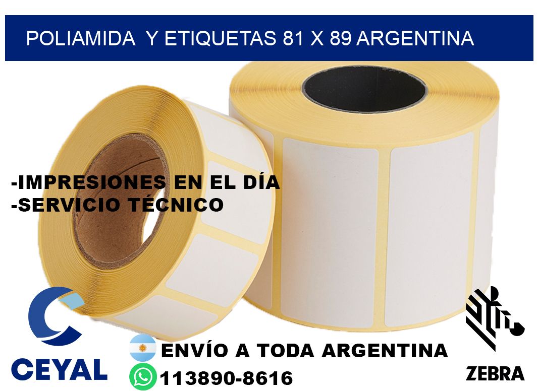 Poliamida  y etiquetas 81 x 89 argentina