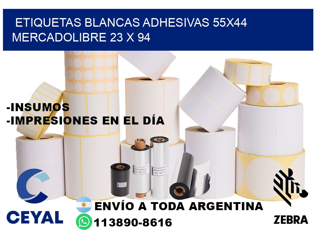 etiquetas blancas adhesivas 55x44 mercadolibre 23 x 94