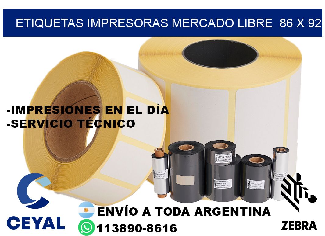 etiquetas impresoras mercado libre  86 x 92