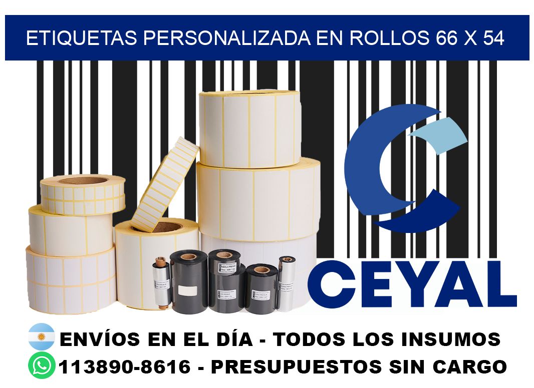 etiquetas personalizada en rollos 66 x 54