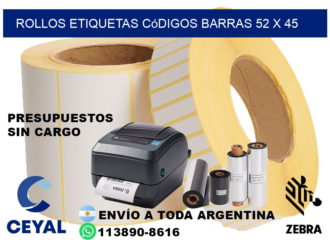 rollos etiquetas códigos barras 52 x 45