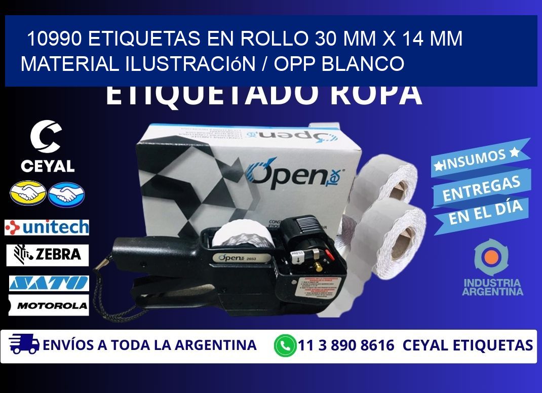 10990 Etiquetas en rollo 30 mm x 14 mm material Ilustración / OPP Blanco