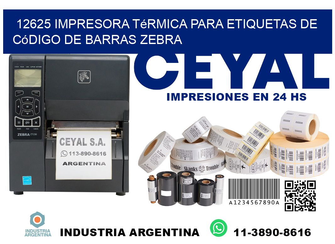 12625 impresora térmica para etiquetas de código de barras Zebra