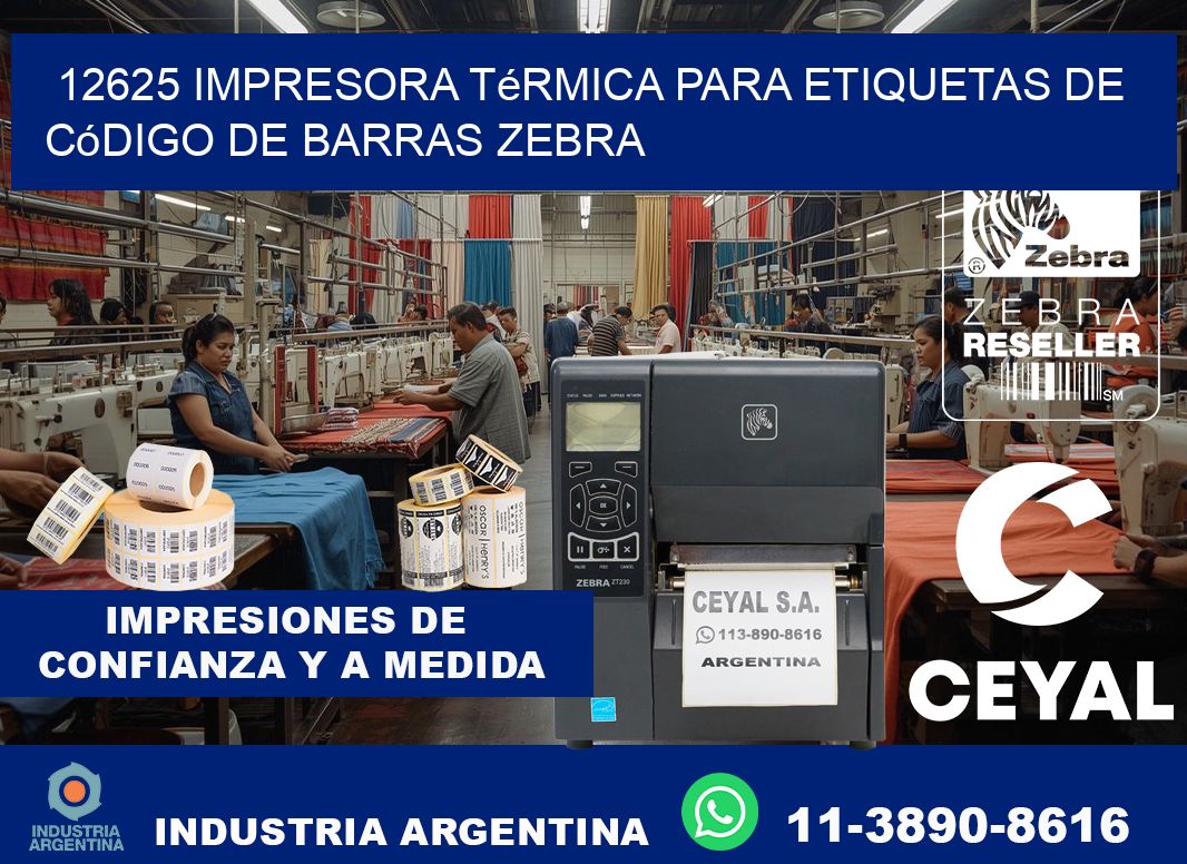 12625 impresora térmica para etiquetas de código de barras Zebra