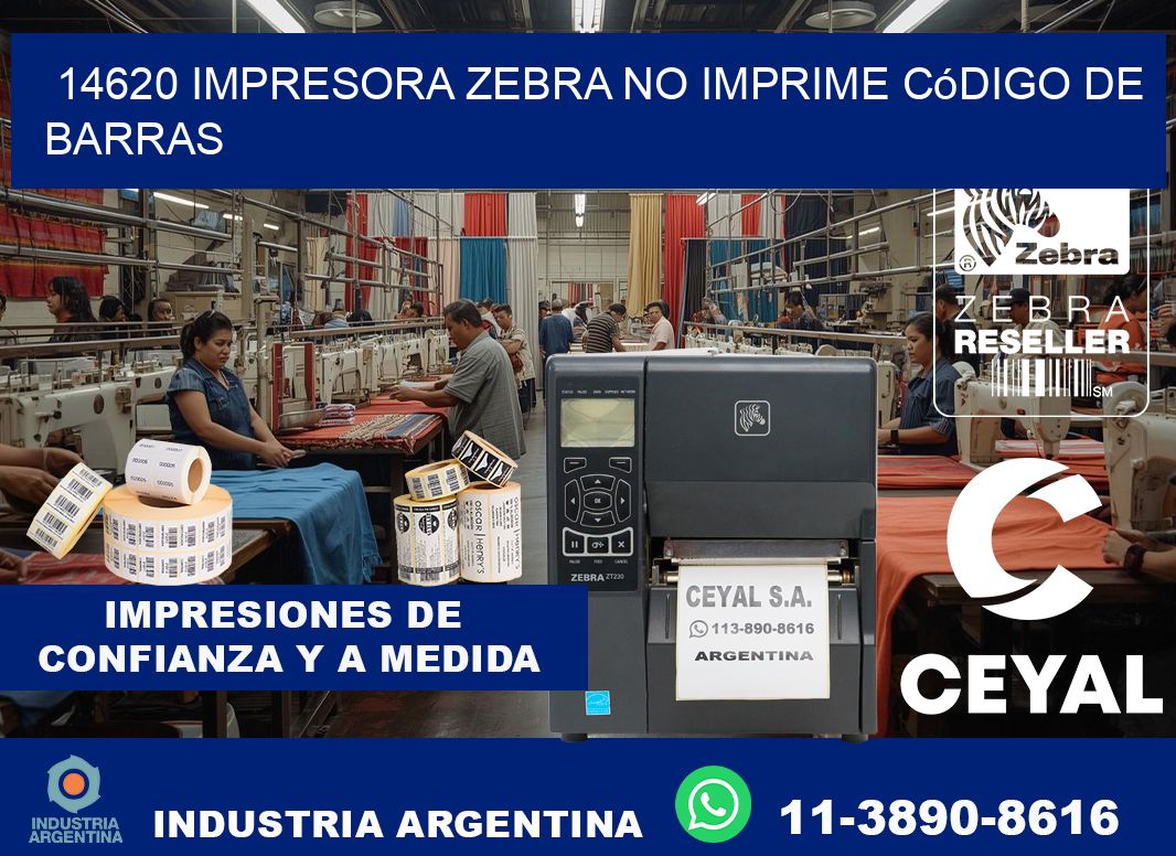14620 impresora Zebra no imprime código de barras