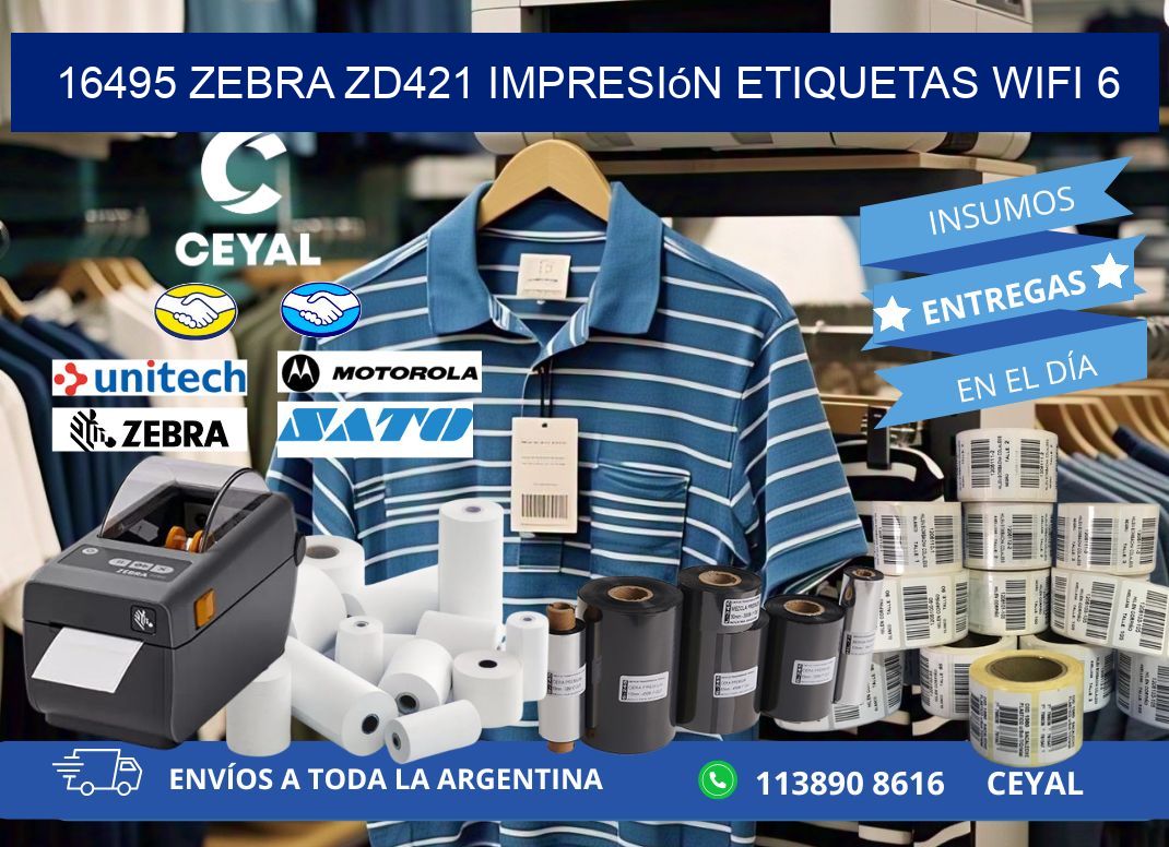 16495 Zebra ZD421 impresión etiquetas WiFi 6