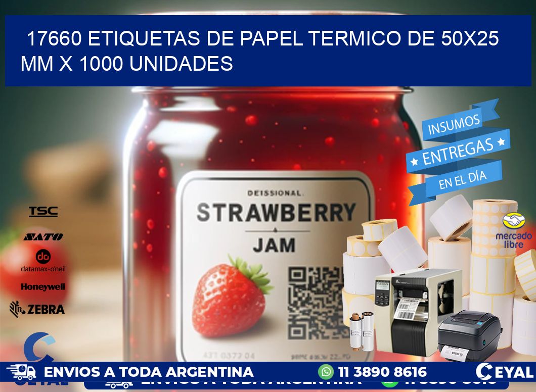 17660 Etiquetas De Papel Termico De 50x25 Mm X 1000 Unidades