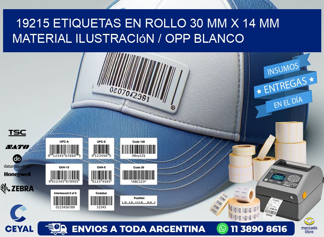 19215 Etiquetas en rollo 30 mm x 14 mm material Ilustración / OPP Blanco