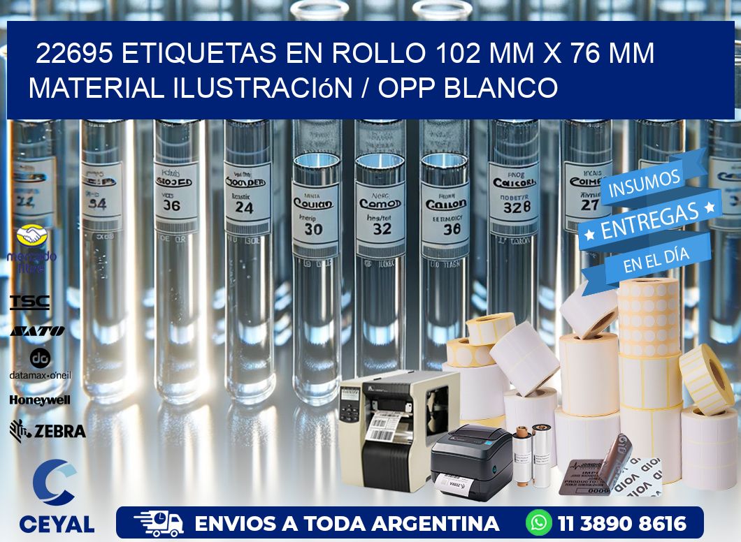 22695 Etiquetas en rollo 102 mm x 76 mm material Ilustración / OPP Blanco