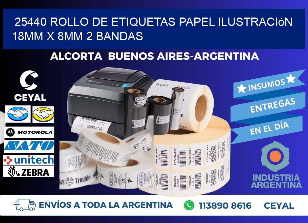 25440 Rollo de Etiquetas Papel Ilustración 18mm x 8mm 2 Bandas