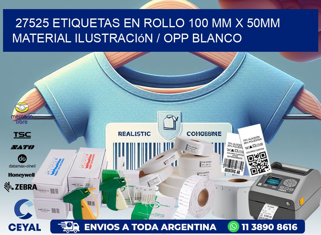 27525 Etiquetas en rollo 100 mm x 50mm material Ilustración / OPP Blanco
