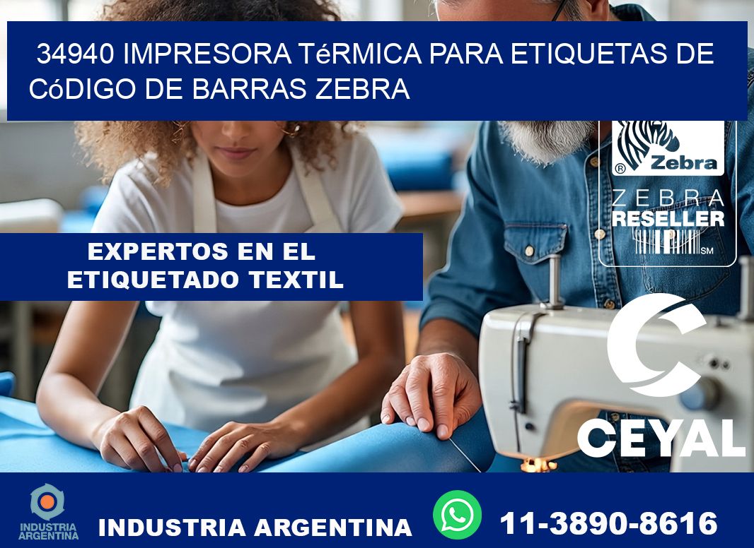 34940 impresora térmica para etiquetas de código de barras Zebra