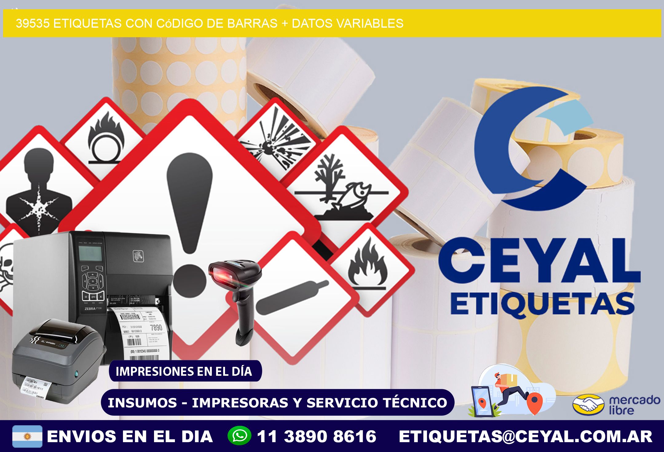 39535 etiquetas con código de barras + datos variables
