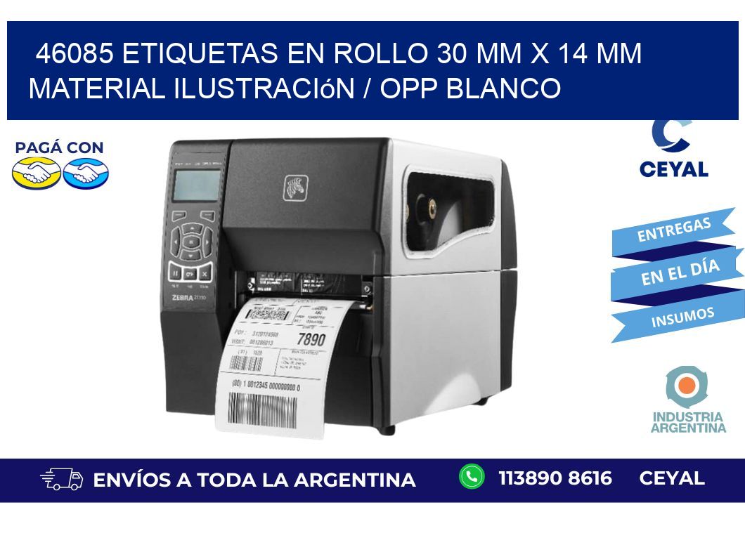 46085 Etiquetas en rollo 30 mm x 14 mm material Ilustración / OPP Blanco