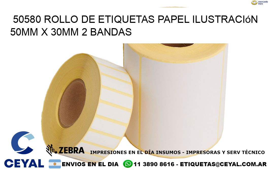 50580 Rollo de Etiquetas Papel Ilustración 50mm x 30mm 2 Bandas