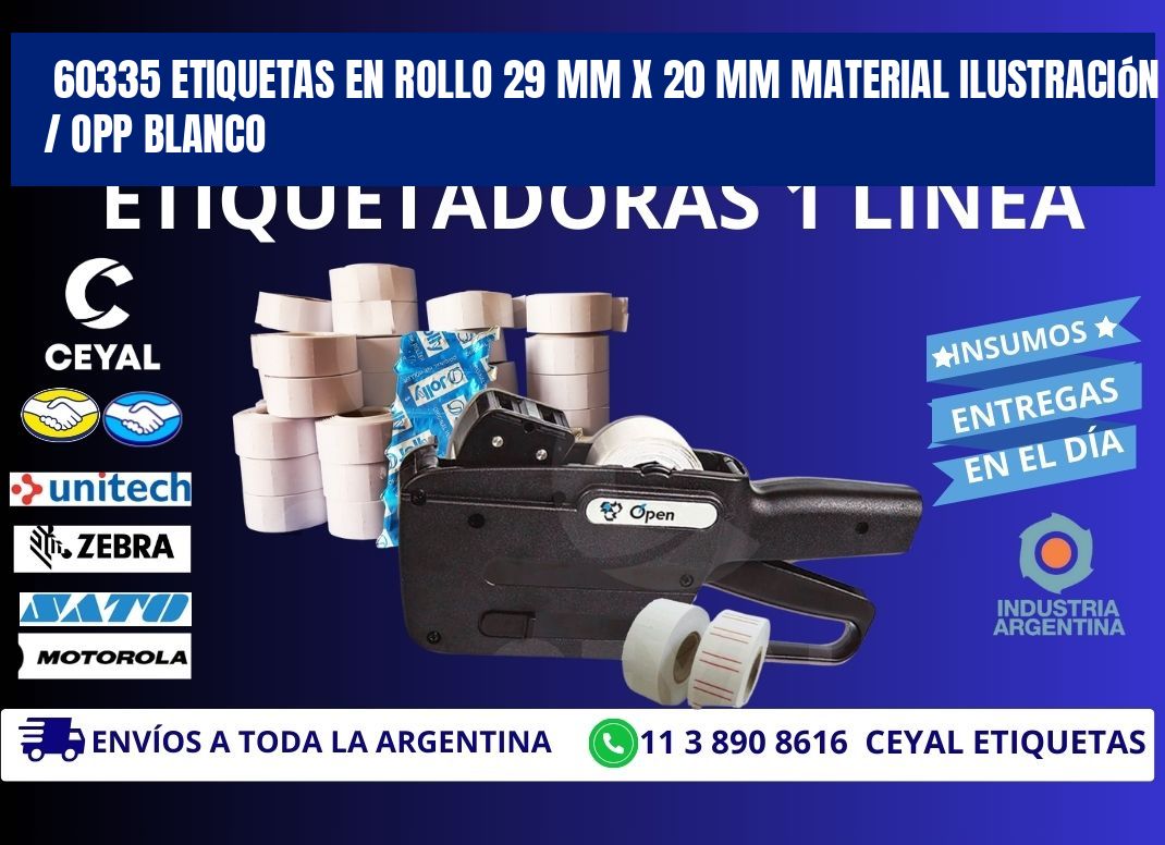 60335 Etiquetas en rollo 29 mm x 20 mm material Ilustración / OPP Blanco