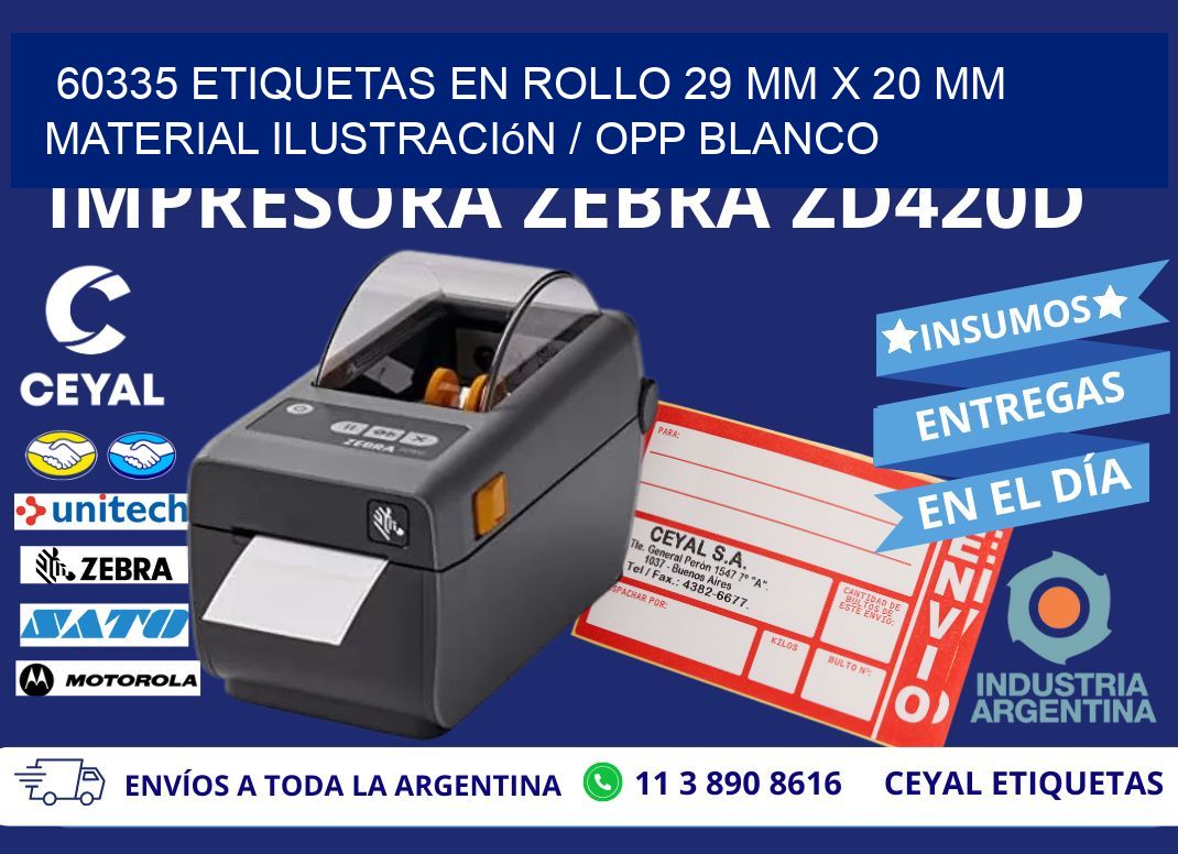 60335 Etiquetas en rollo 29 mm x 20 mm material Ilustración / OPP Blanco