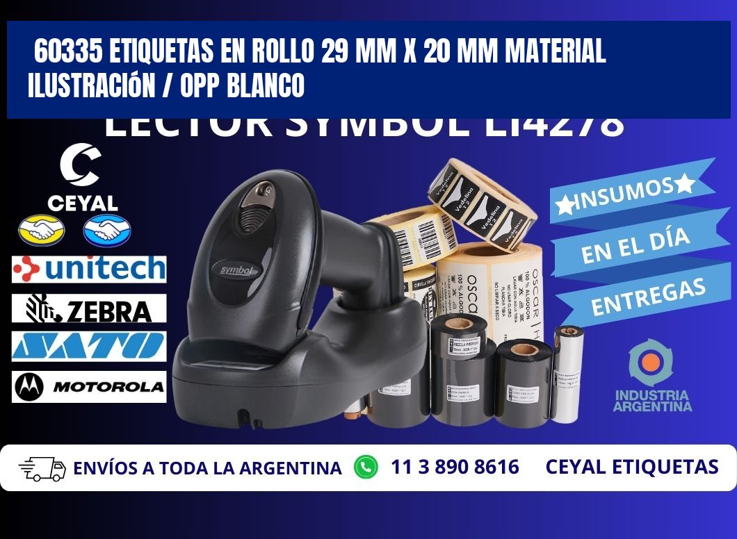 60335 Etiquetas en rollo 29 mm x 20 mm material Ilustración / OPP Blanco