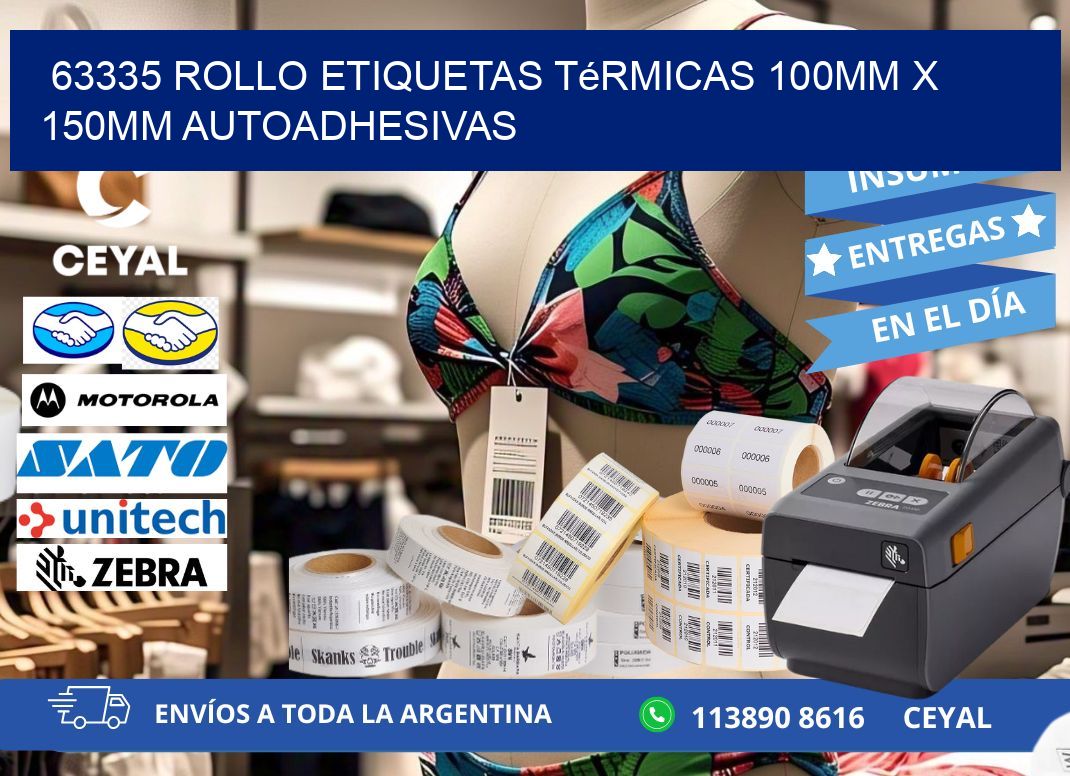 63335 Rollo Etiquetas Térmicas 100mm X 150mm Autoadhesivas