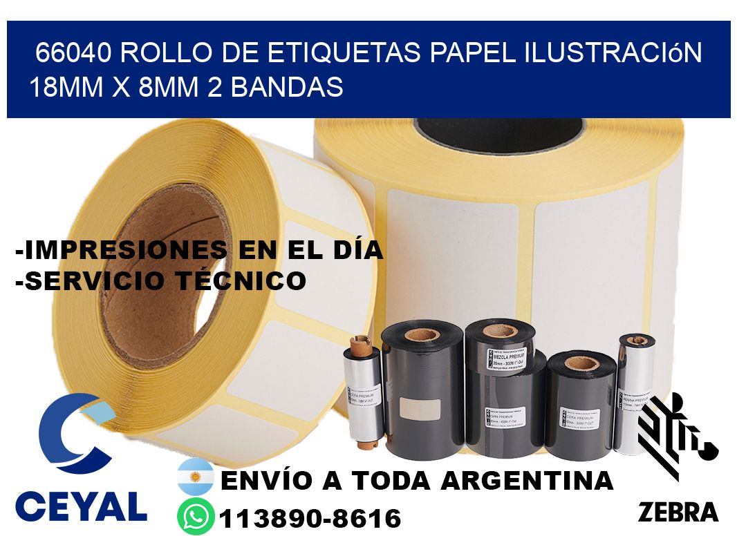 66040 Rollo de Etiquetas Papel Ilustración 18mm x 8mm 2 Bandas