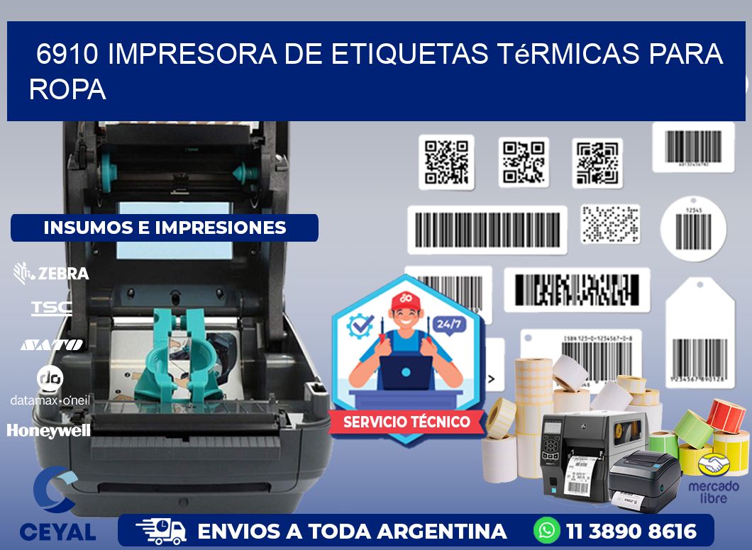 6910 impresora de etiquetas térmicas para ropa