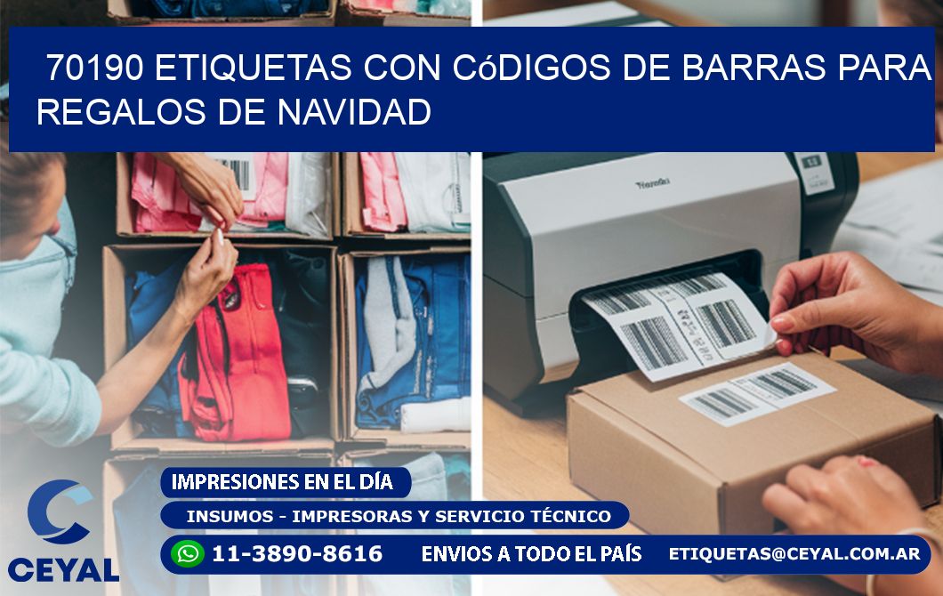 70190 etiquetas con códigos de barras para regalos de navidad