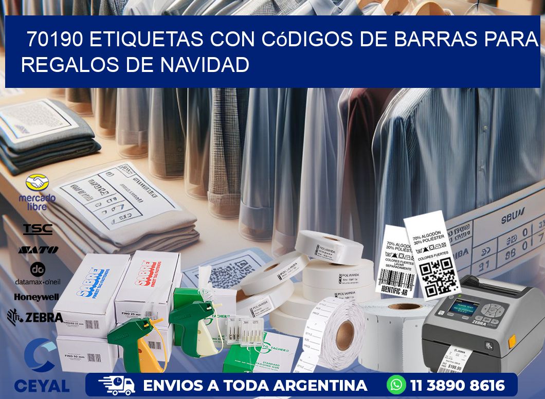 70190 etiquetas con códigos de barras para regalos de navidad