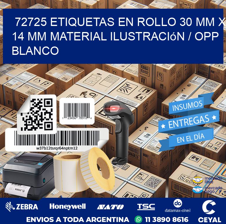 72725 Etiquetas en rollo 30 mm x 14 mm material Ilustración / OPP Blanco