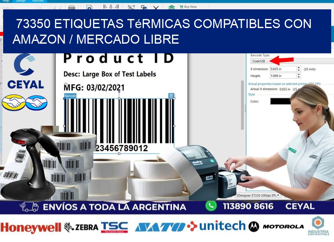 73350 etiquetas térmicas compatibles con Amazon / Mercado Libre